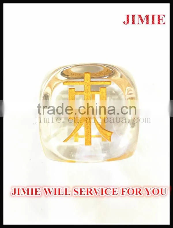 custom 6 sided giant transparent crystal laser engraved dice for board game
