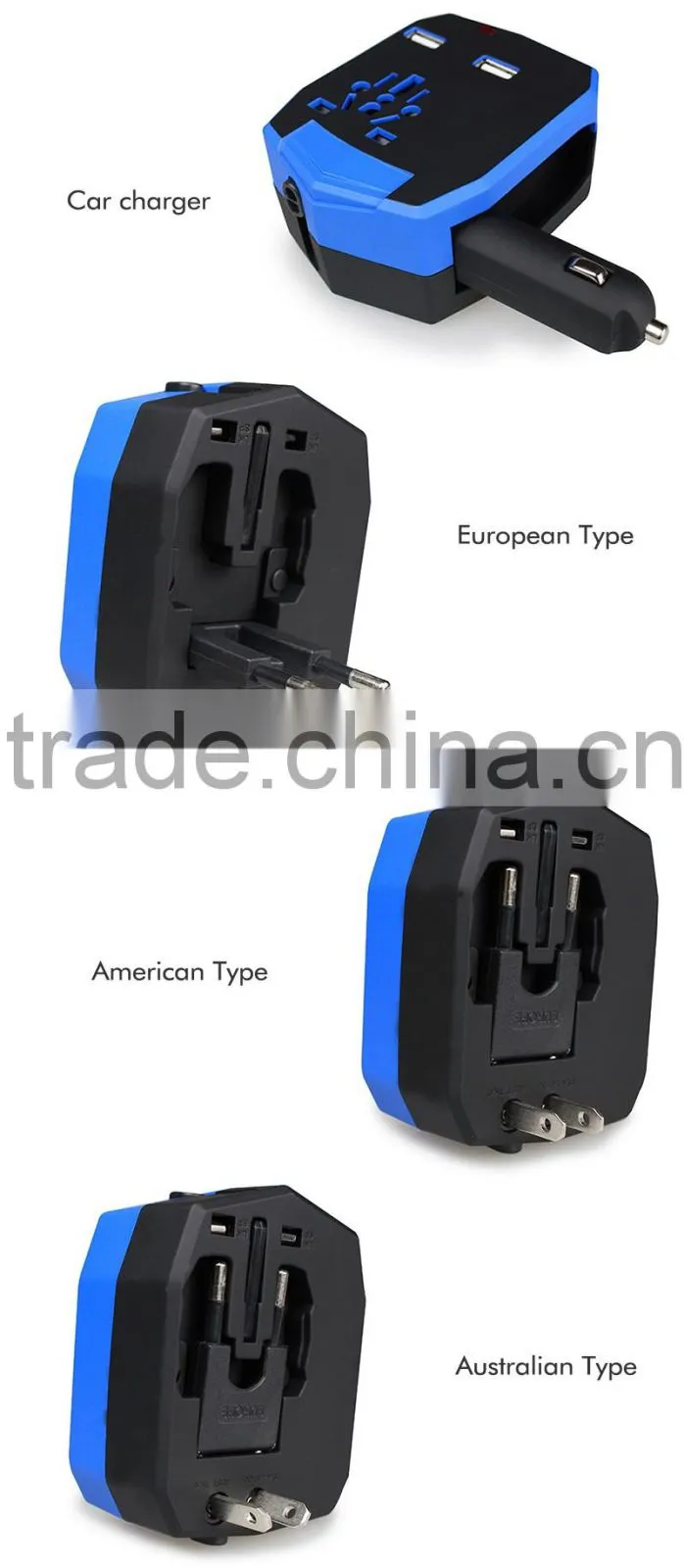 Crazy All-in-1 Universal Travel Power Plug Adapter Charger Car Charger for US, EU and All Countries