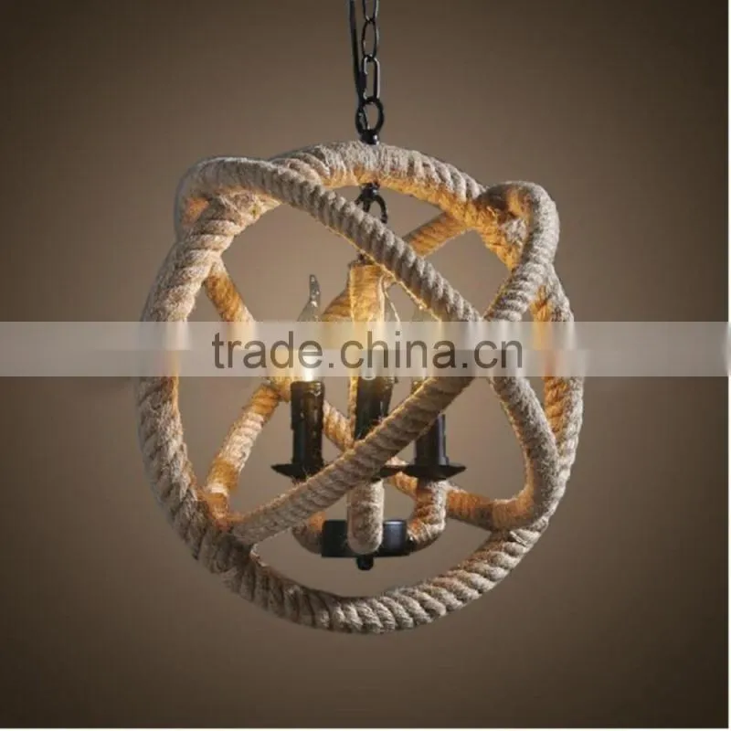 Vintage Style Hemp Rope Tyre Pendant Lighting - Hemp Rope Chandelier