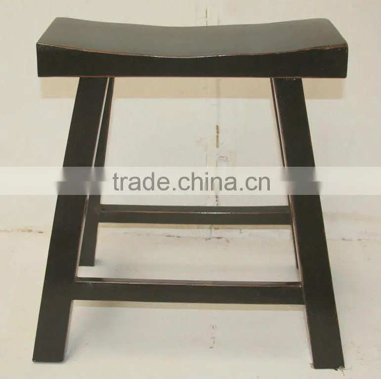 Chinese antique black wooden square stool