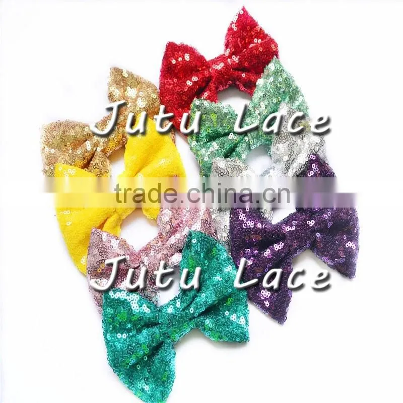 HOT SALE!!Bestseller cheap sequin fabric hair clips bow - large glitter baby/kids/adult bowknots