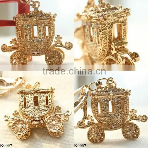 Christmas keychain gift rhinestone plated gold Pumpkin car keychain K0037
