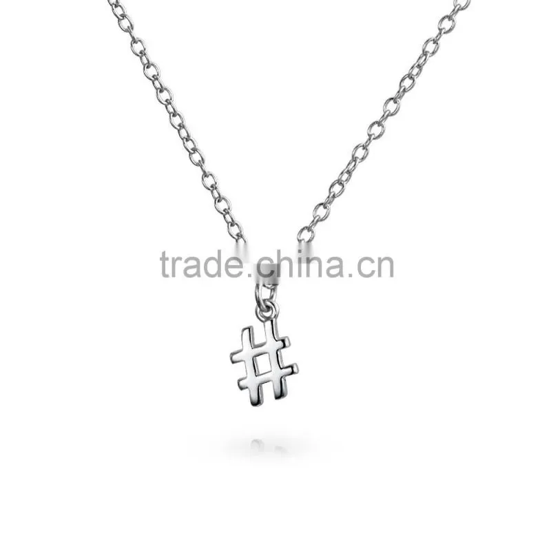 Xuan Huang 925 Sterling Silver Hashtag Necklace Earring Set