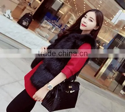 Fashion Woman Fox Fur Vest Without Collar