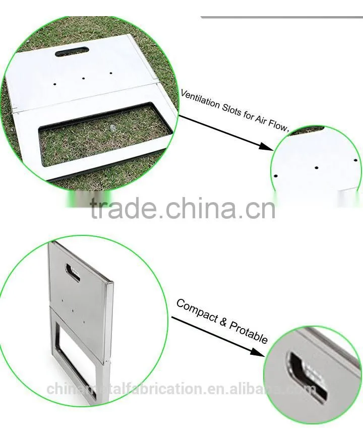 Outdoor Camping Small Flat Stainless Steel Charcoal BBQ Grills