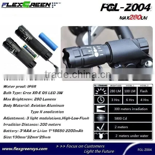 AAA battery Q5 led bike flashlight and bike torch