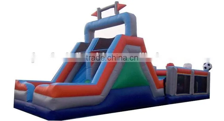 sports theme obstacle course race game with double lane slides