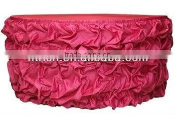 Graceful bridal table cloth with ruffles, satin fabric table cloth for wedding