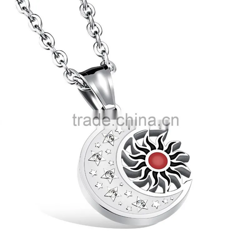 wholesale fashion pendant bulk stainless steel Apollo sale sun necklace with moon