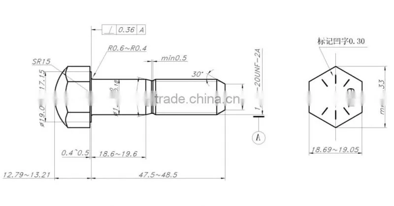 Truck wheel bolt and nuts m18x55/27