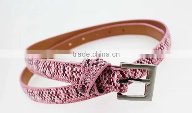 Women's Casual belt with Fuax PU leather and small silver buckle