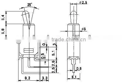 3 pin Sub mini toggle switch 3-wayand 2-way.ON OFF ON&ON OFF