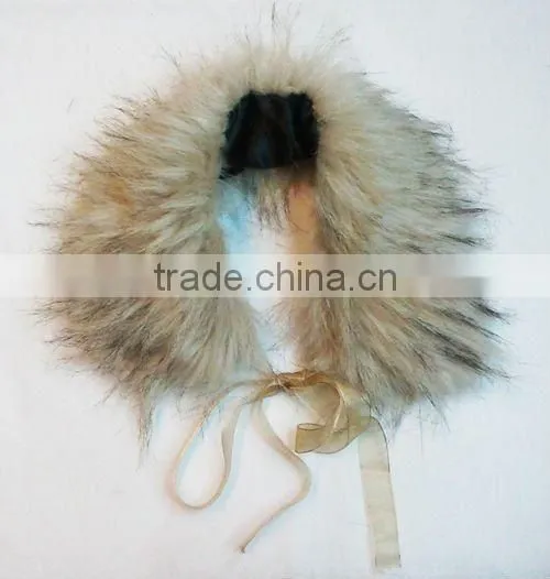 Latest fashion fur scarf with lace decorate