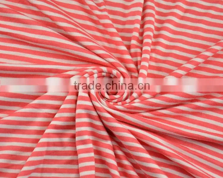 Jiufan textile red white stripe fabric for knitted skirt