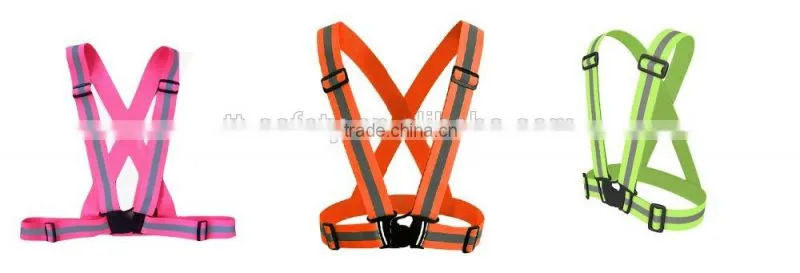 adult kid high visibility elastic adjustable yellow orange pink safety reflective jacket