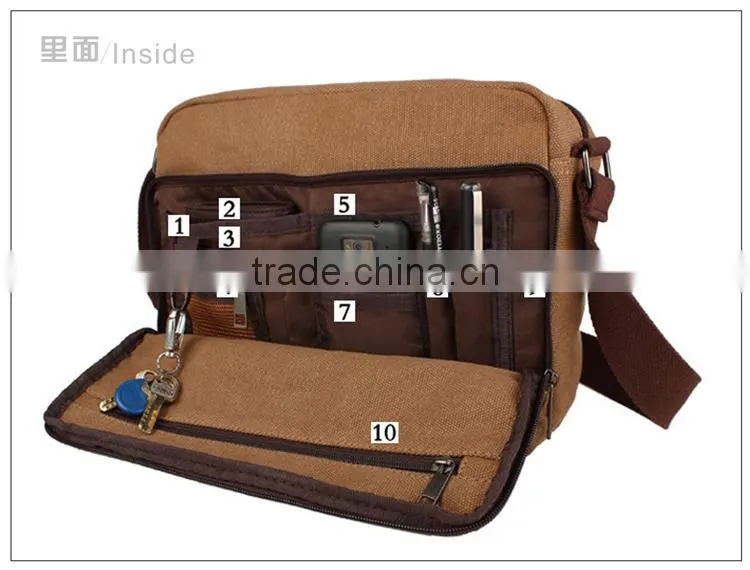 canvas casual messenger bags for teens,messenger bag with Genuine leather trim