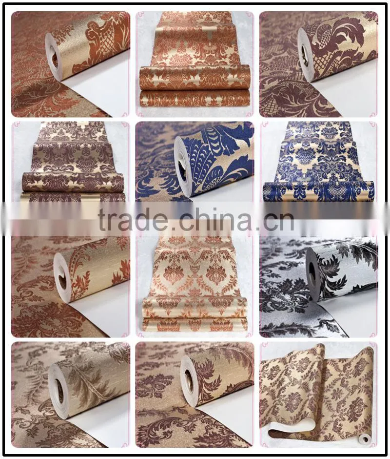 2015 luxury metallic silver aluminum glitter leaf gold wallpaper gold foil wallpaper