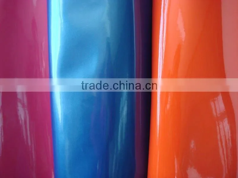 faux shiny pu leather for bag with T/C stretch backing