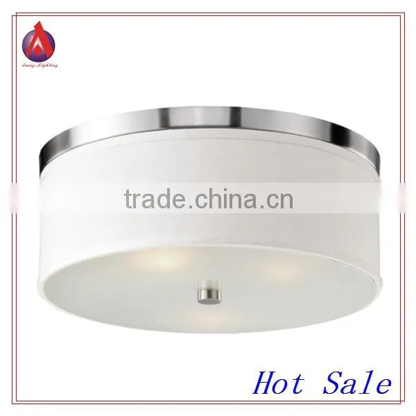 wholesale square modern ceiling lamps with white fabric shade and glass disffuser and bronze base