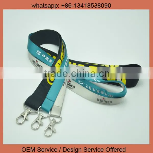 Custom logo cheap satin polyester heat transfer printed lanyard string