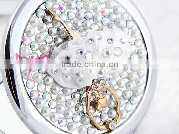 Ballet girl design custom logo rhinestone promotion gift makeup mirror professional