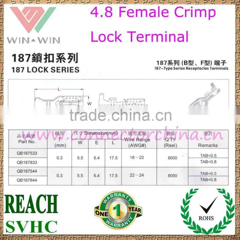 Factory Price 4.8 female Crimp lock Terminal