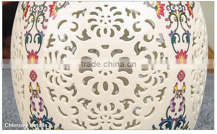 Jingdezhen hollow Pastel ceramic pendan hotel pendant light