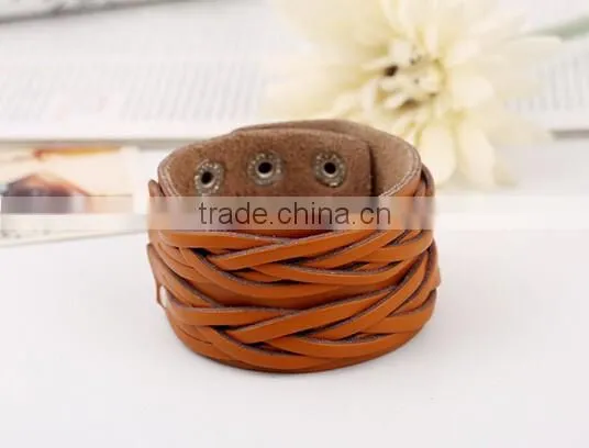 Unisex Wrap Cuff Bangle Punk Leather Bracelet Women Mutil Layers Bracelet