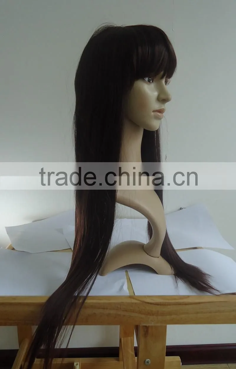 80CM Women's Long Straight Wig wtih Full Bangs African American Wig accept paypal