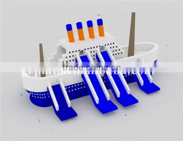 Hot sale high quality inflatable pirate ship yacht, inflatable castle titanic slide, inflatable combo slide