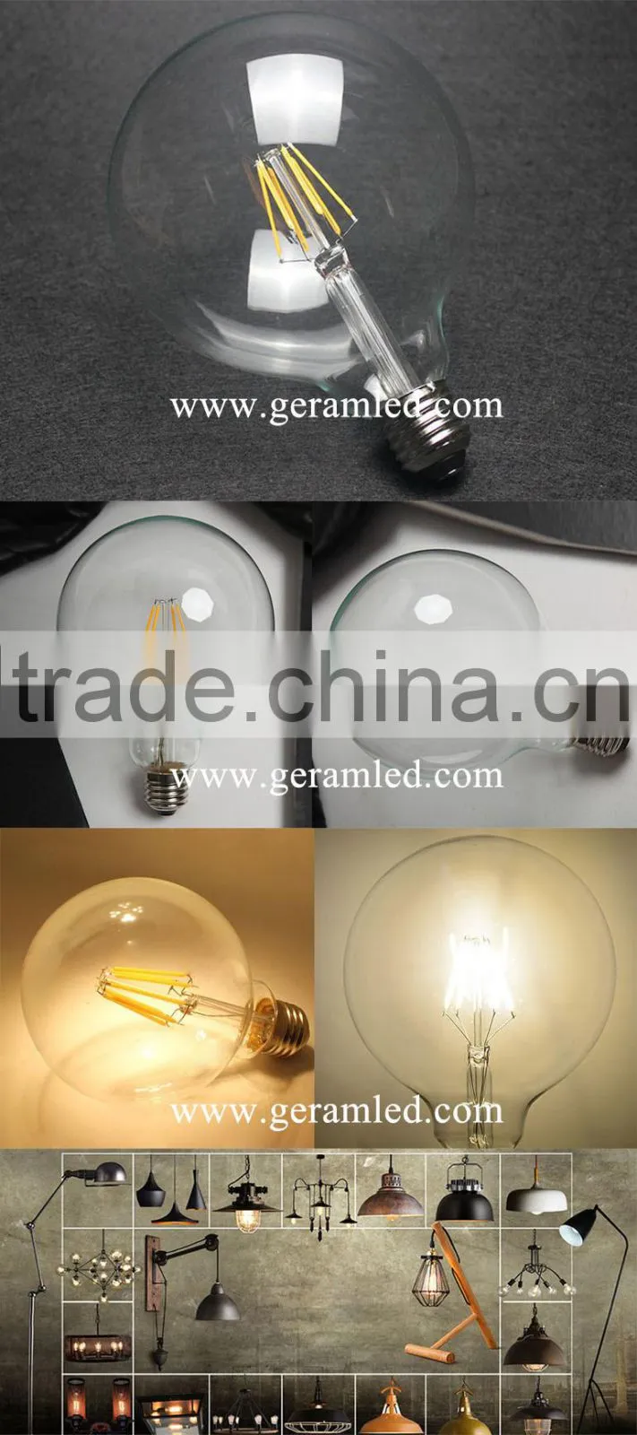 Super bright replace halogen bulb G125 6W led filament bulb retro light