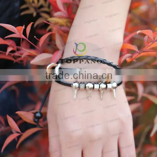 newest design hot sale fashion cheap leather barcelet jewelry