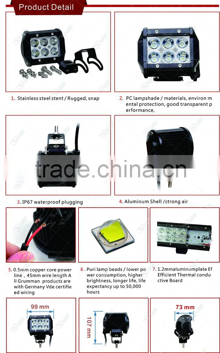 Double Row 18w Mini Led Motorcycle 12 volt led light bar