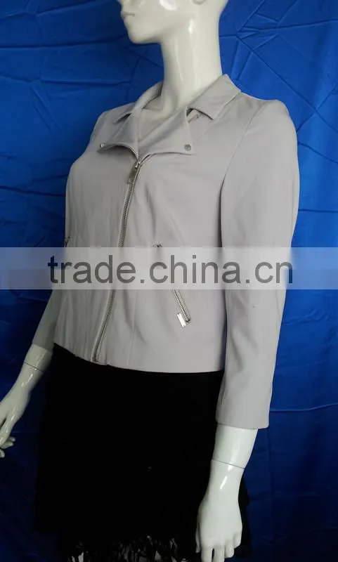 Fashion Long Sleeve Turn-Down Collar Zipper up Ladies Tops and Blouses