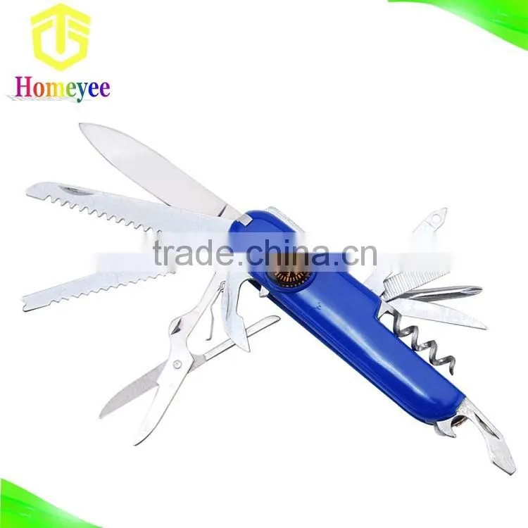 Camouflage Green Handle multipurpose knife with compass for outdoor