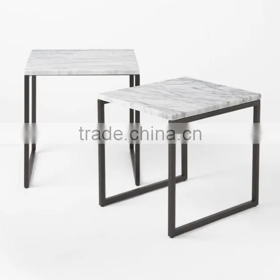 Hot sale modern living room gold wire side table with marble