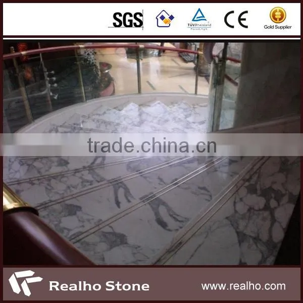 imported arabescato white marble step tile