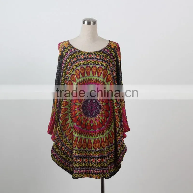 Latest fashion africal pattern blouse designs plus size silk fabric blouse tops OEM service