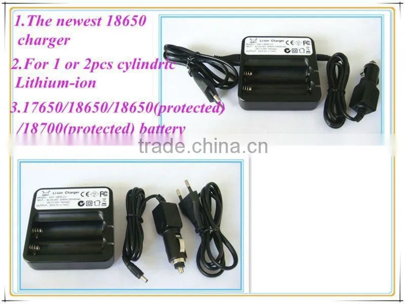 2pcs li-ion 18650 18770 battery ac charger with balck and white color