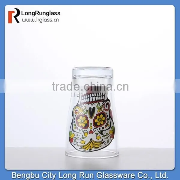 LongRun 120ml charming Eco-friendly shot glass cup&drinking wine glass&tableware glass cup with fancy decal