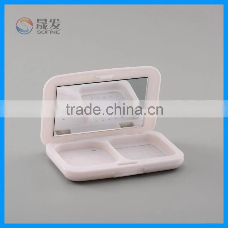Empty square compact powder case,empty compact case cosmetics packaging