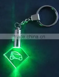 2016 Elegant crystal cube shaped engraved car 3d laser crystal keychain