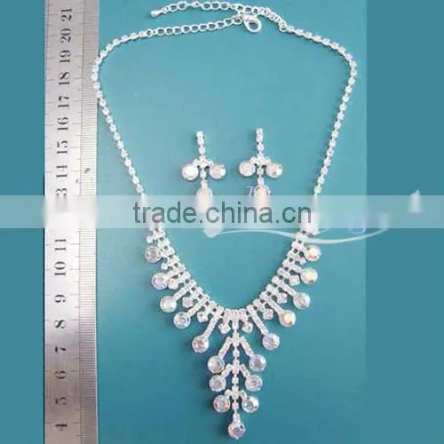 rhinestone necklace and earring