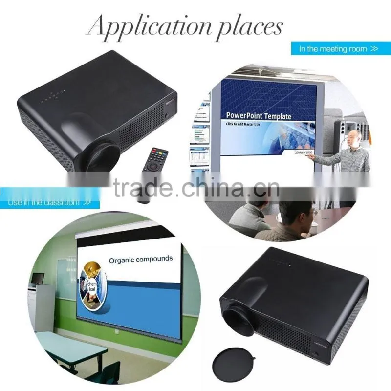 China Manufacturer Cheap 2800 Lumens Projector Support Native 1280*800,1080P with HDMI/USB/AV/VGA