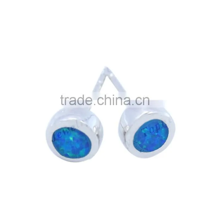 Stunning 925 Sterling Silver Jewellery Manufactory Fashion Jewellery , Synthetic Opal Ear Studs