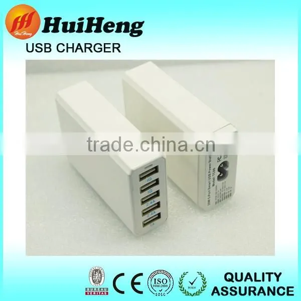 Fireproof 7A 5 port Desktop usb phone charger,eu plug chrager