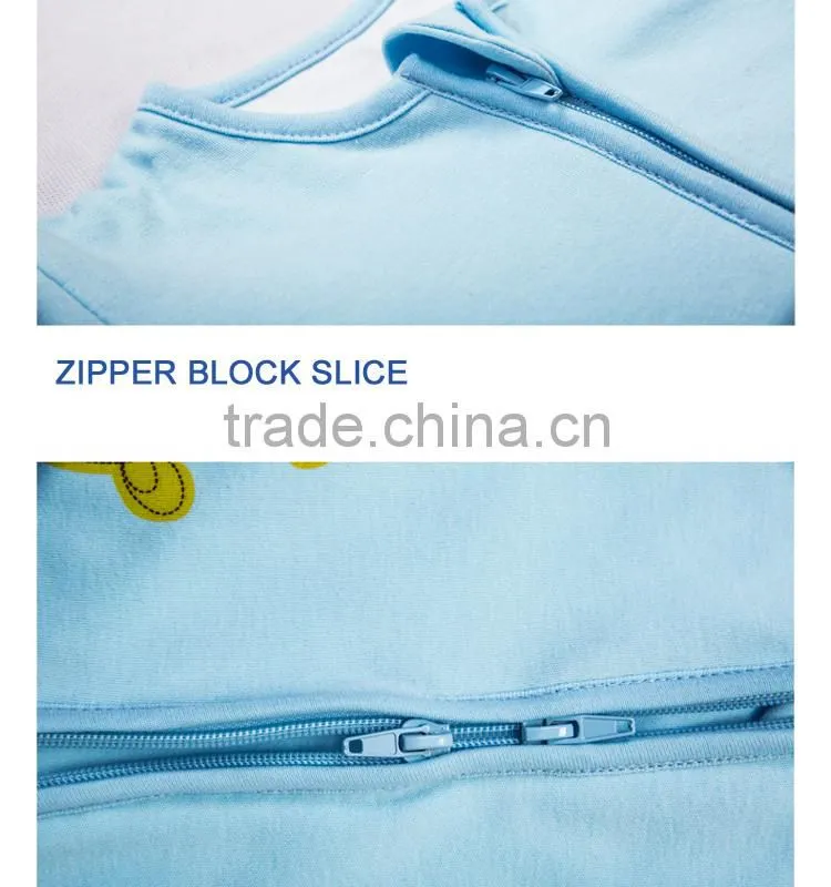 100% cotton anti kicking infant child foot sleeping bag long sleeve without filling blue style