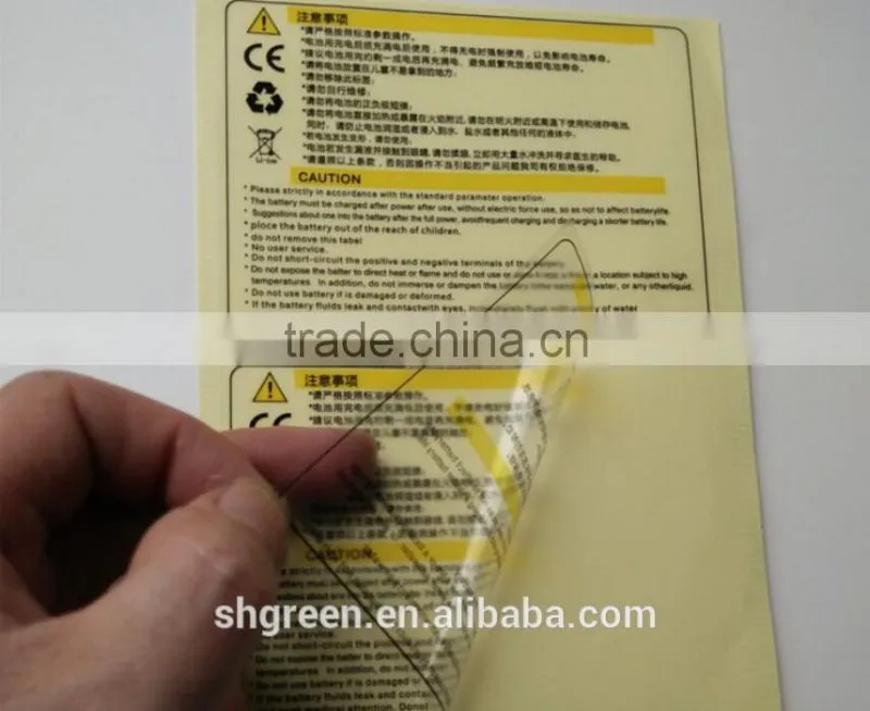 Transparent PVC plastic sticker for pan/boiler