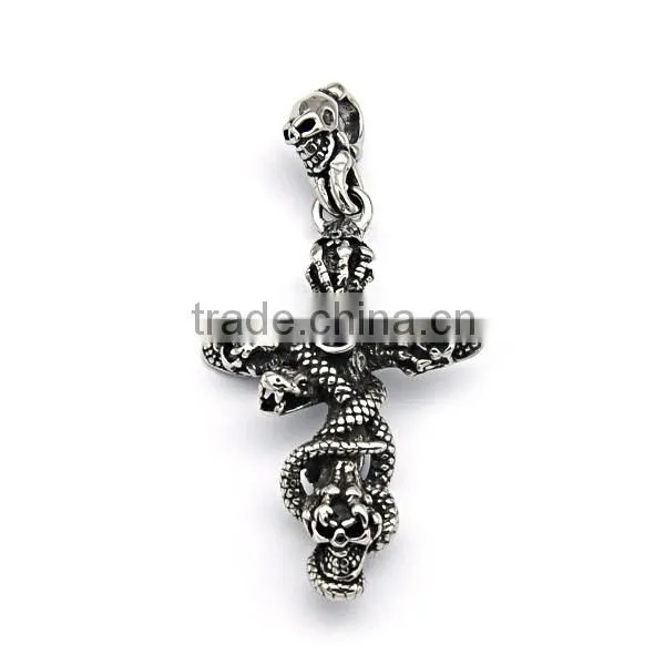 316l stainless steel mens snake pendant biker cross new design pendant Guangzhou high quality pendant