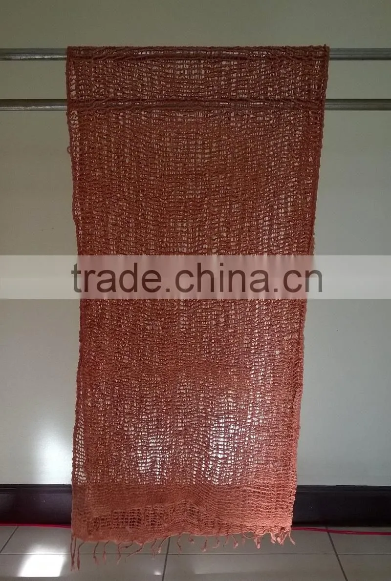 Beige Scarf and Shawl Genuine Naturally Dyed Colour Handmade Handcraft Weaving Scarfs & Shawls from Thailand